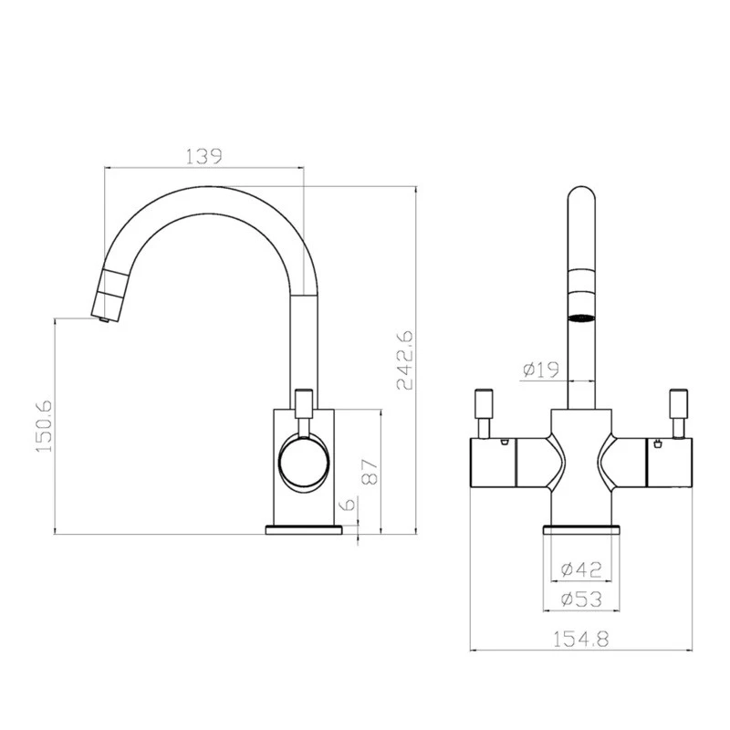 2 in 1 boiling water tap